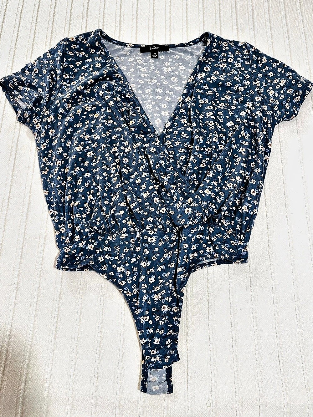 Lulus Floral Bodysuit in Blue, Pink, White